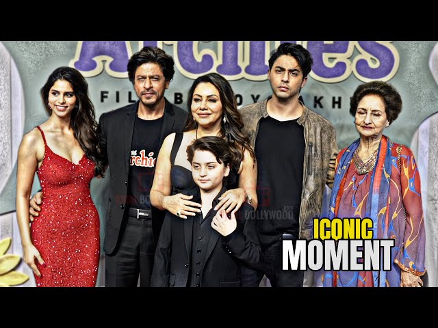 Shahrukh Khan with Family Iconic Moment at The Archies Premiere | Gauri Khan, Aryan, Suhana, Abram