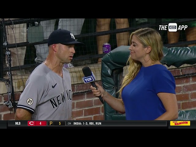 Brett Gardner talks with Meredith after his huge 9th-inning single