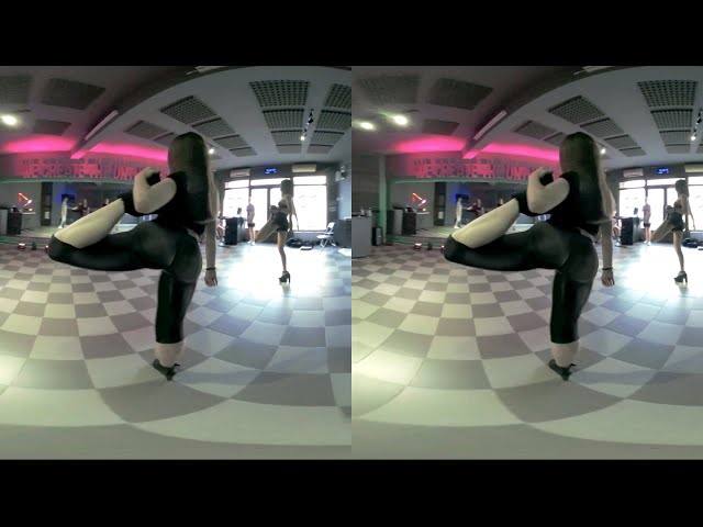 VR180 3D Video - Girls Having Fun at Dance Studio | Legs Warm Up | Sensual Dancers | Walk Around