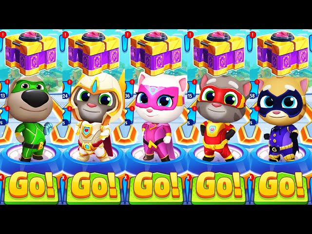 Talking Tom Hero Dash - Discover all the heroes - Randomly Unlock New Heroes All Bosses