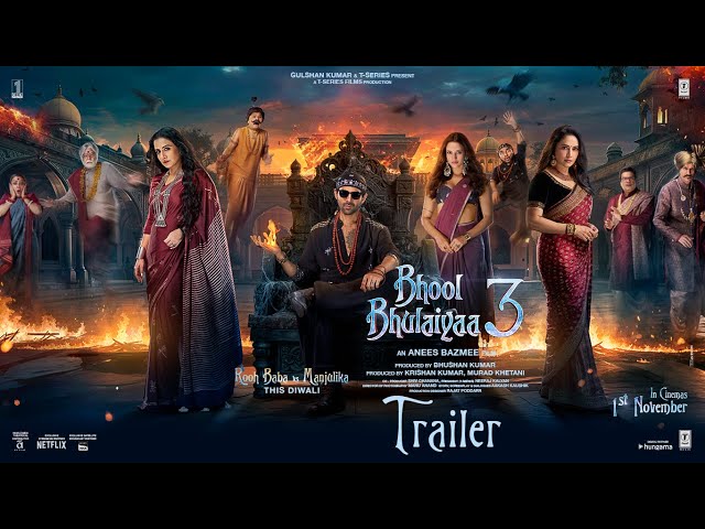 Bhool Bhulaiyaa 3 (Official Trailer): Kartik Aaryan,Vidya B,Madhuri D,Triptii | Anees B | Bhushan K