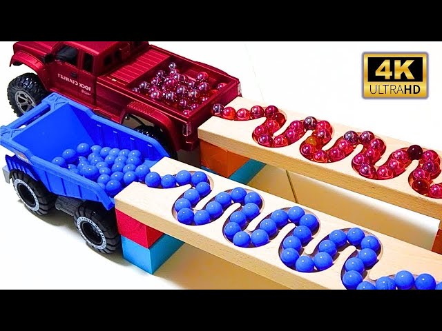 Marble Run Race ☆ HABA Slope & Retro Truck, Garbage Truck Long Version　3