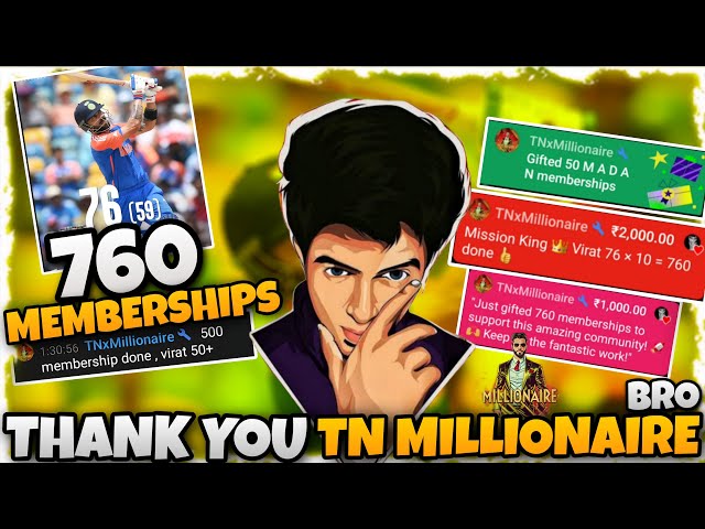 Virat Kohli 76 Runs = 760 Membership | Thank you so much @TNxMillionaire #bgmi #bgmilive #madan #bts