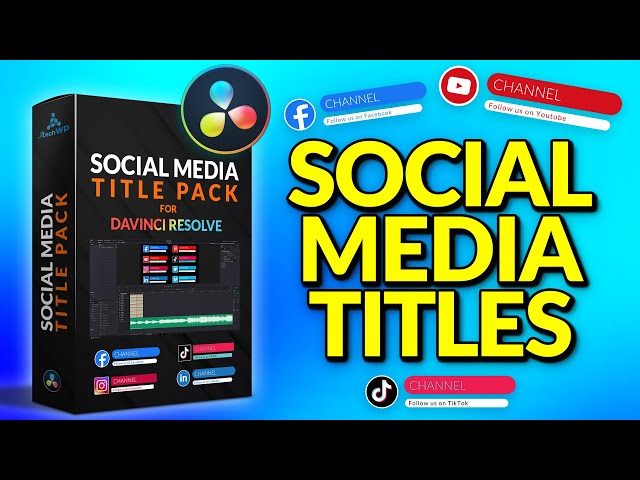 Davinci Resolve Social Media Title Pack - Animated Drag and Drop Titles - Easy to use and Fast