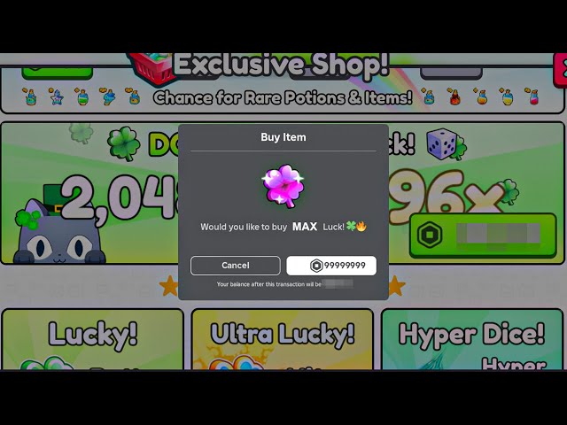 GETTING MAX LUCK IN ROBLOX PETS GO