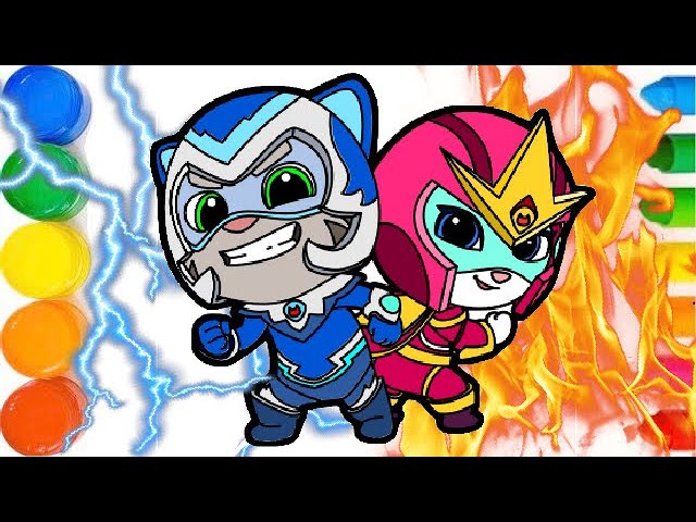 Drawing My Talking Tom Hero Dash Ice Bolt Tom and Fire Arrow Angela superhero