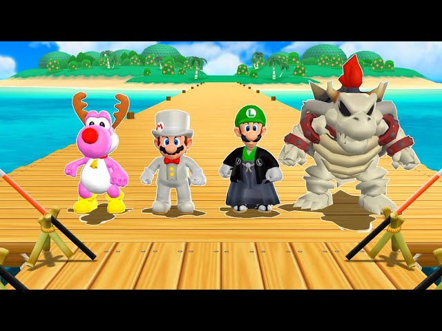 Mario Party 9 Minigames - Yoshi Vs Mario Vs Luigi Vs Dry Bowser (Master Difficulty)