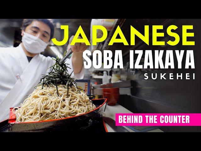 Behind the Counter at a Japanese Soba Izakaya Restaurant