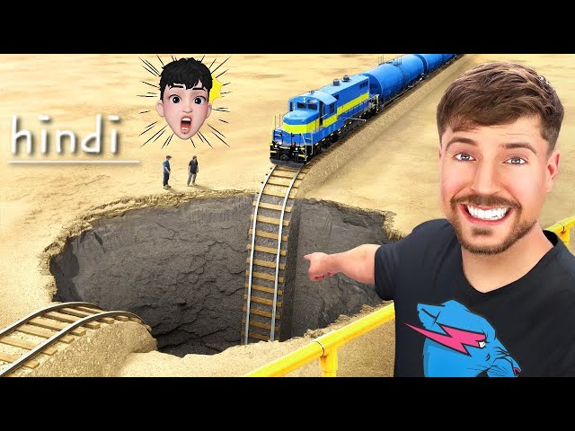 Mrbeast train Vs Giant Pit 😱Challenge||MrBeast hindi || @MrBeast new hindi video