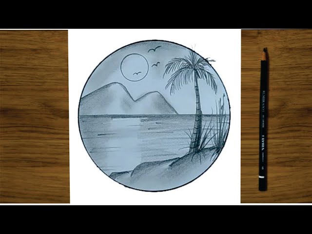 Dibuja un Paisaje de Playa Facil Dibujos para dibujar | Landscape Drawing | Karakalem Manzara