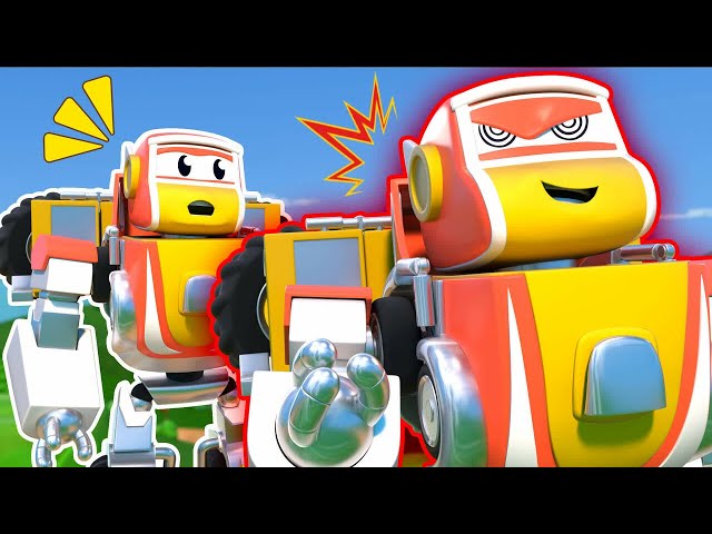 Evil ROBOT TWIN teams up with Evil Alien Robot! | Super Robot Truck fights Evil Robot Villain