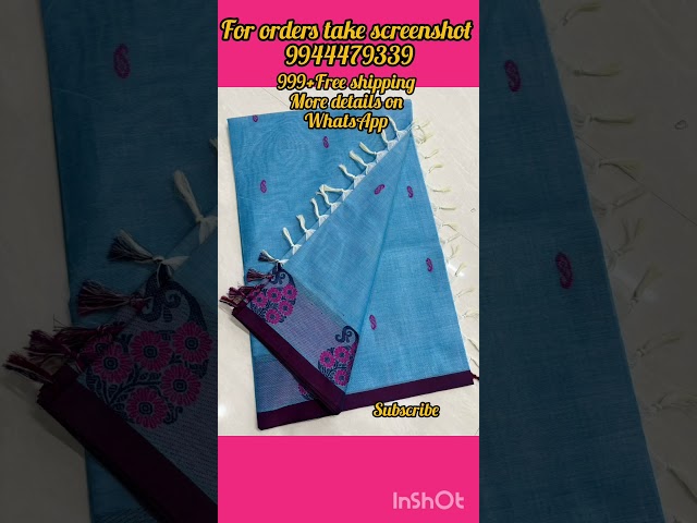 FREE shipping New arrival mangodesign puttasarees Thread bordersarees with running blouse 9944479339