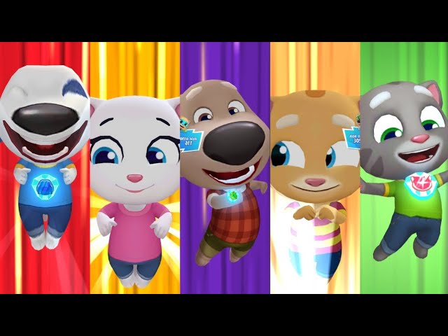 Talking Tom Hero Dash - Tom Vs Hank Vs Ginger Vs Angela Vs Ben Chasing Rakoon In Bosses Sky Diamonds