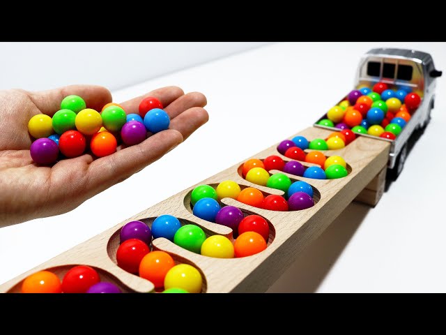 Marble Run ASMR Race ☆ HABA Slope & Dump Truck Excavator Ambulance Forklift Garbage Truck Tractors