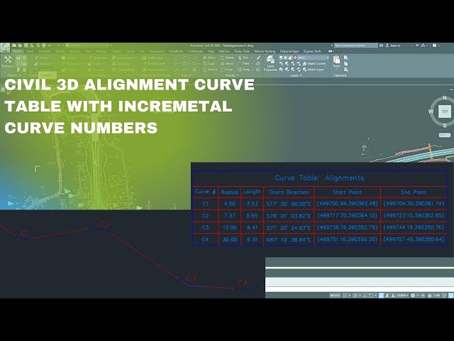 Prepare an Alignment Curve table with Civil 3D with incremental curve numbers