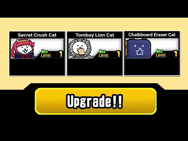 How to Upgrade Secret Crush Cat, Tomboy Lion Cat, and Chalkboard Eraser Cat? [The Battle Cats]