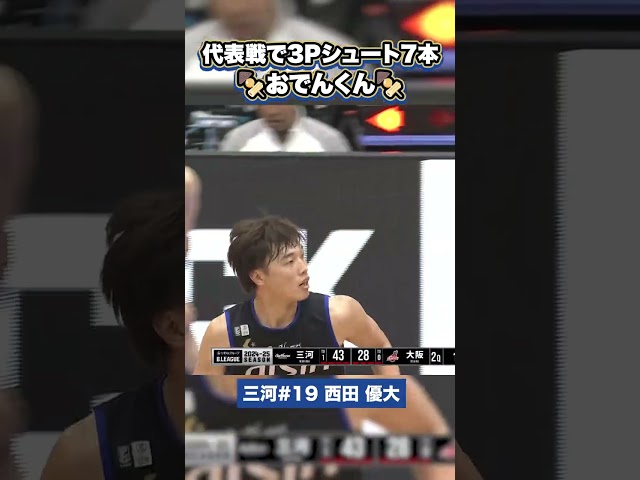 【バスケ】"おでんくん"こと三河#19 #西田優大 の今シーズンのプレーまとめ｜ #Bリーグ #AkatsukiJapan