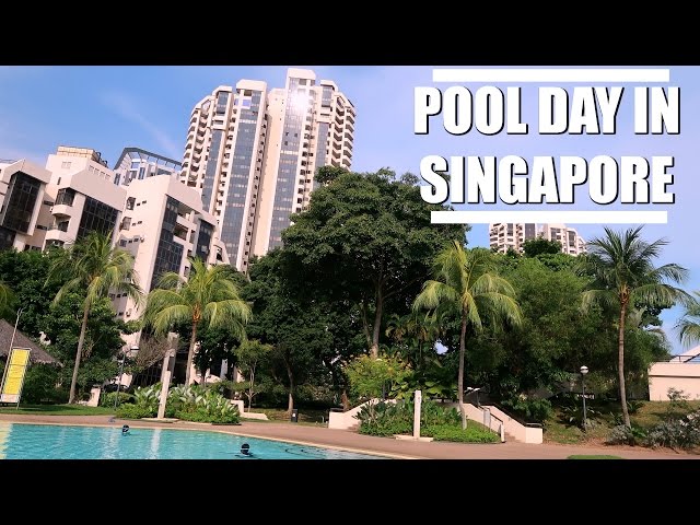 Checking out our pool in Singapore