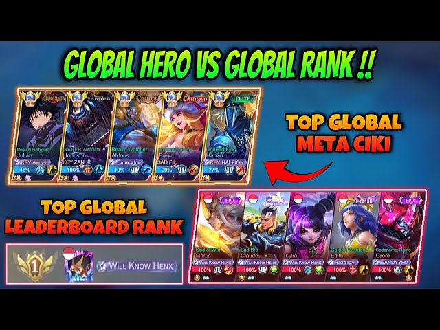 PARTY TOP GLOBAL HERO VS TOP GLOBAL 1 LEADERBOARD RANK❗️WILL KNOW HENX - MOBILE LEGENDS