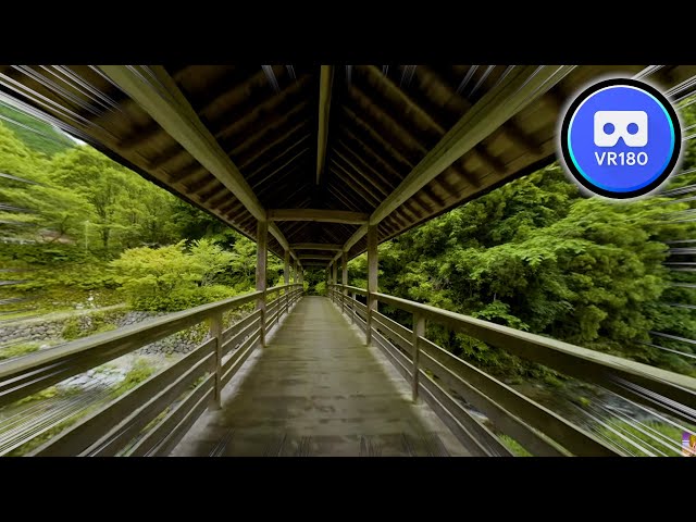 Move in VR180 Crossing a bridge in the Japanese countryside 8K Video Beware of VR Sickness