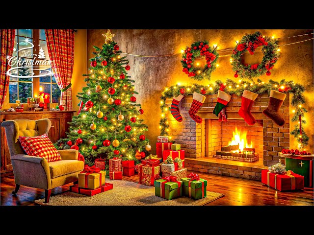 Relaxing Christmas Ambience 🎁 Heavenly Christmas Music 2024, Christmas Fireplace