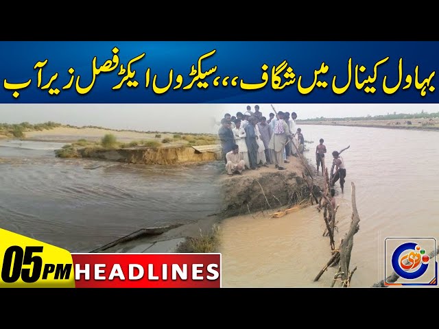 Crack In Bahawal Canal | 5pm News Headlines | 17 Nov 2024 | Rohi