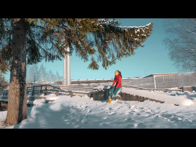 Playing in the snow in Oslo, NORWAY