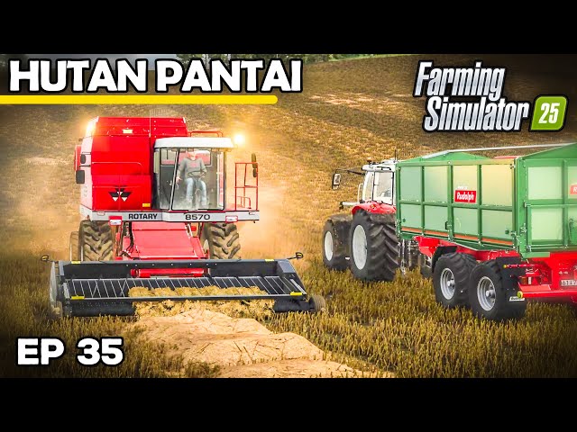 BIG YIELD BOOST!! COLLECTING SWATHS | Farming Simulator 25 - Hutan Pantai | Episode 35