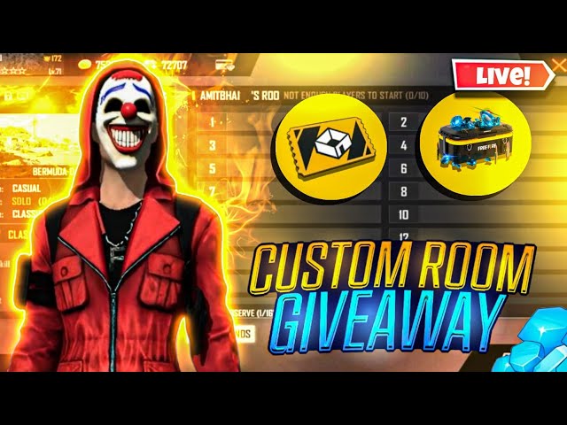 FREE FIRE LIVE CUSTOM ROOM GIVEAWAY FF LIVE TEAM CODE GIVEAWAY|#freefirelive #giveaway #nawabislive