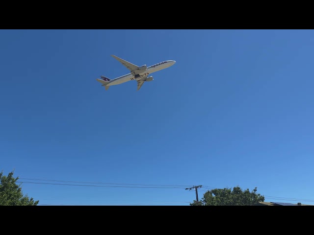 Qatar B77W departing from Adelaide Airport. I love the sound of it.