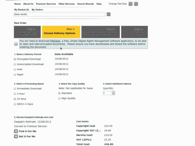 Document Supply Service: Search and Order