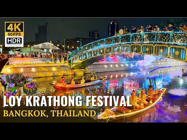 [BANGKOK] Loy Krathong Festival 2024 at Phadung Krung Kasem Canal | Thailand [4K HDR]