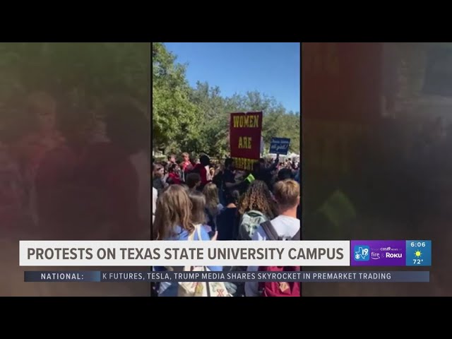 Texas State University Police step in to keep order in campus protest