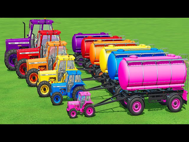 MASSEY FERGUSON & J. DEERE & FASTRAC TRANSPORT BATTLE WITH TANKERS & DEEP MUD! Farming Simulator 22