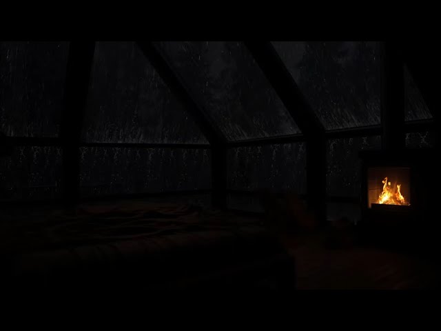 🥱Unwinding with Fireplace and Cold Rain Storm for 24 Hours - Uninterrupted Comfort🌧️😴