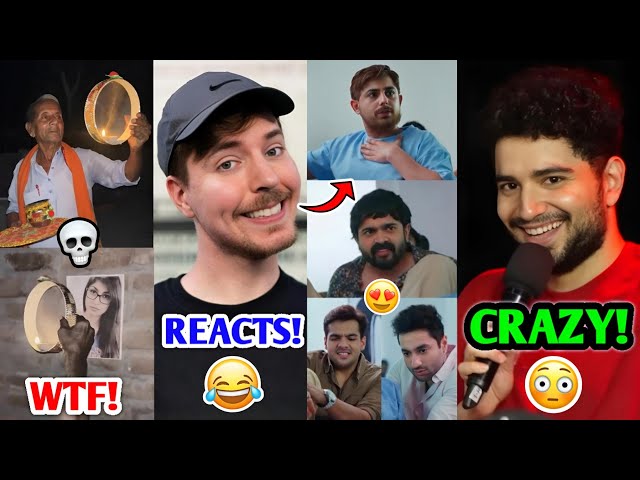 MrBeast Reacts to CarryMinati, BB, Ashish, Harsh PARODY! 🤣| Samay Raina, Thugesh, Alia Bhatt, Dhoni