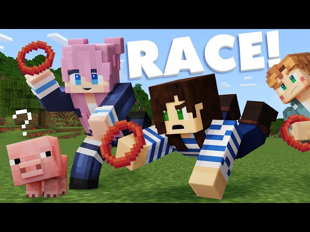 We Raced To Tame Minecraft Mobs! w/ Lizzie & Joey