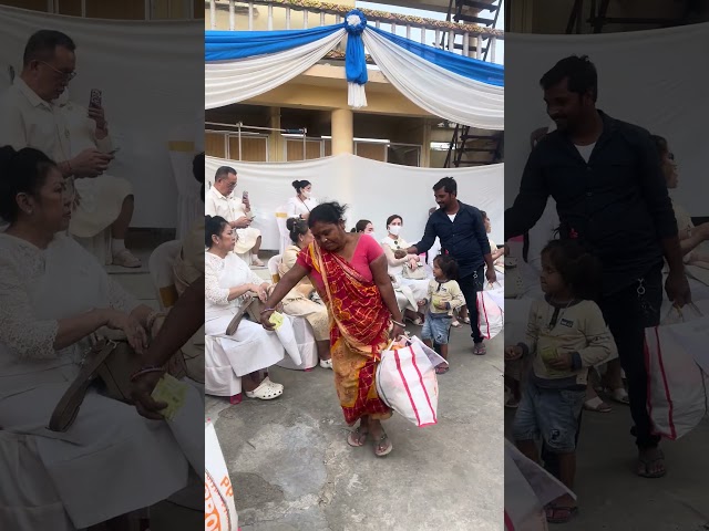 Food items distributed to poor families at wat lao Bodhgaya