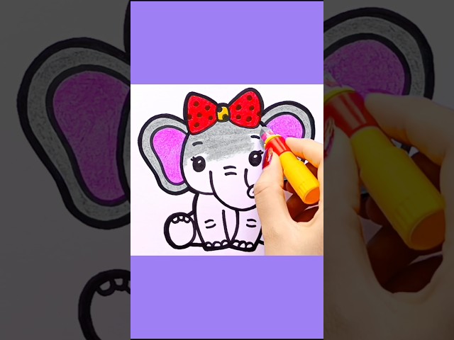 How to Draw Easy Cute Elephant 🐘 #art #drawing #painting #cute #easy #short