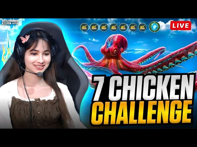 LIVE 7 CHICKEN CHALLENGE TODAY😍💥 IN CONQUEROR LOBBY😱|#bgmilive #girlgamer #pubgmobile