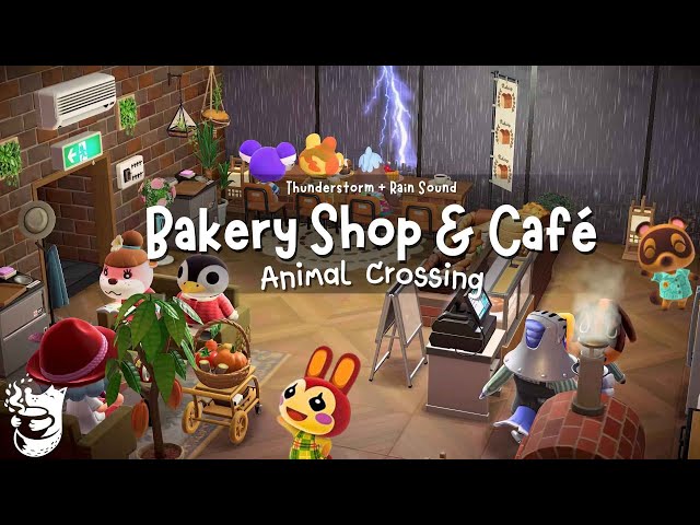 Bakery Shop & Café ☕🥯 Animal Crossing New Horizons + Rain sound w/ Sweet Lofi Jazz | Work/Chill Aid