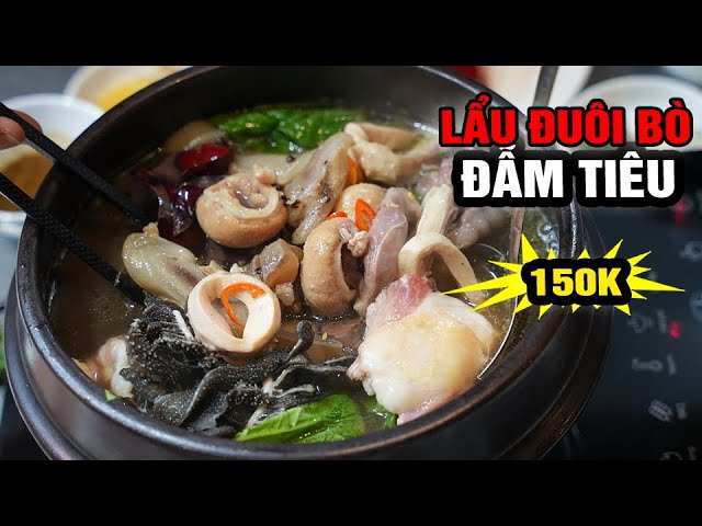 LẨU ĐUÔI BÒ ĐẪM TIÊU 150K | ỨC CHẾ chỉ biết nhìn 2 ông anh chúc tửu #hanoifood