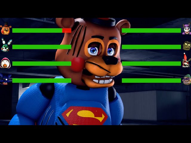 [SFM FNaF] Super Heroes vs Security Breach Villains WITH Healthbars