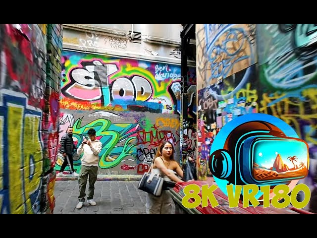 Walking Hosier Lane with Banksy art and other Graffiti in Melbourne Australia 8K 4K VR180 3D Travel