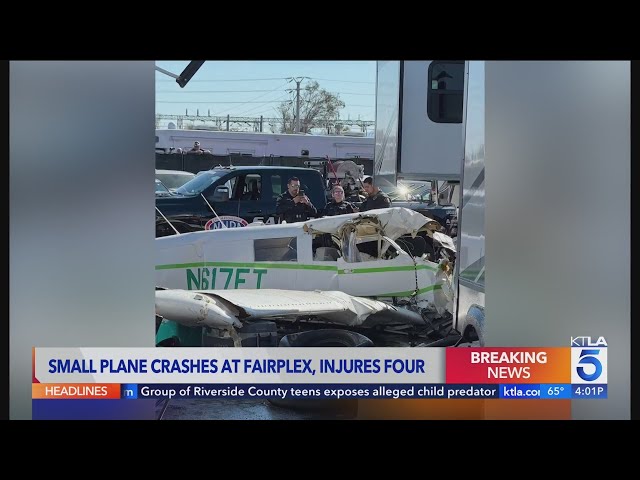 4 injured after small plane crashes at Pomona Fairplex