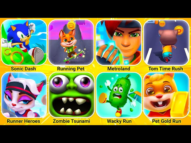 Sonic Dash, Monster Lab, Zombie Tsunami, Run & Gun, Asmr Tippy Toe,  Hill Climb Racing, Red Ball...