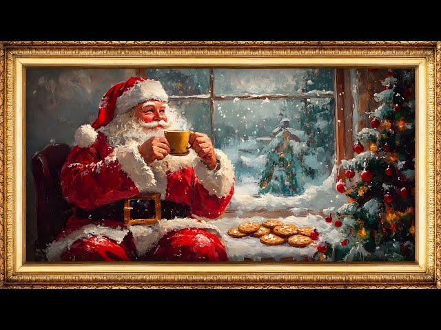 Santa's Cozy Moment | Art Framed Screensaver | Christmas Art for Your TV in 4K ✨🔔 🎅❄️