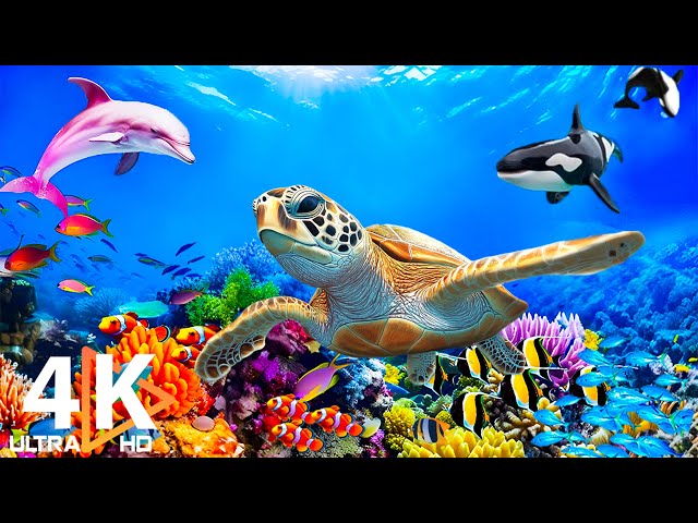 4K Ocean World - Vibrant Coral Reef Fish, Spectacular Marine Life & Calming Relaxation Music