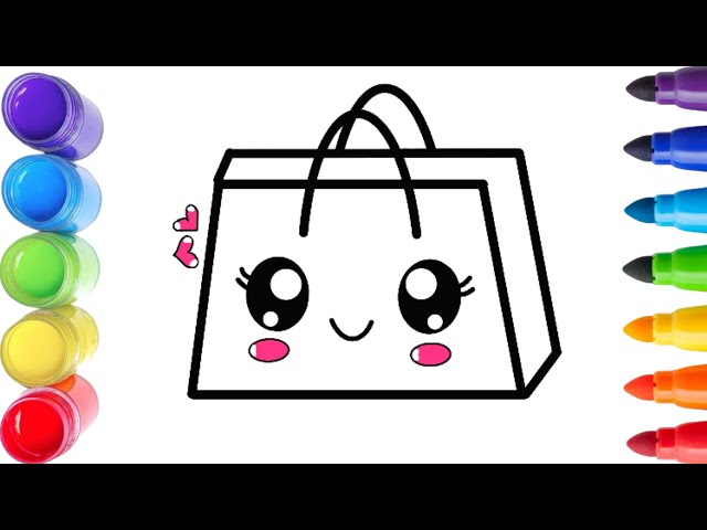 How To Draw Cute Bag Drawing, Painting & Coloring For Kids and Toddlers_ Child Art 🐋🌈🎨