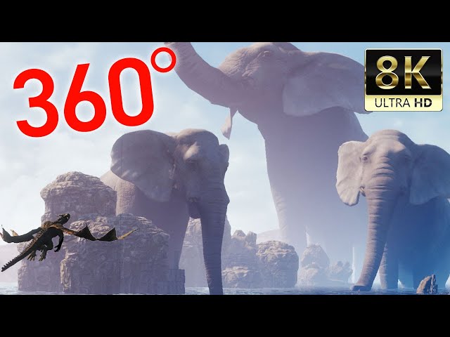 360 VR VIDEO |  Dragon & Giant Elephant - 8K ULTRA HD 60FPS